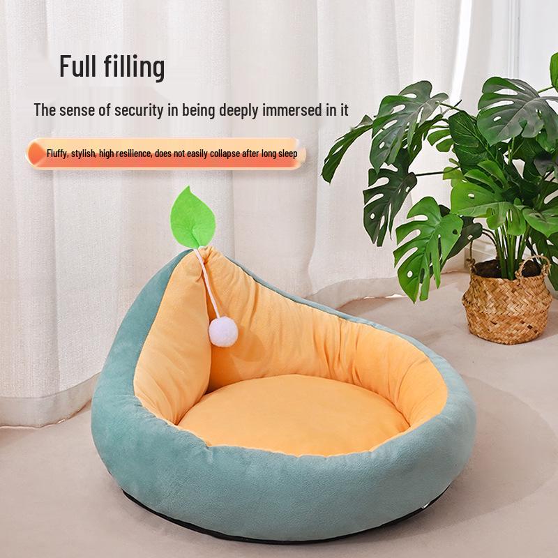 All-Season Avocado-Shaped Semi-Closed Cat & Dog Bed