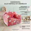 Children's Sofa, Kids Couch with Carrying Handle and Side Pockets, Kids Foam Chair, Toddler Armchair, Lightweight Kids Sofa Chair, Pink Rainbow