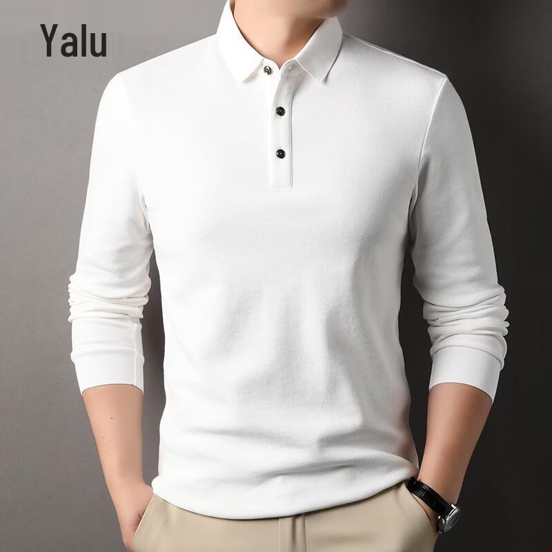 Yalu Men's Pure Cotton Long Sleeve Polo Shirt