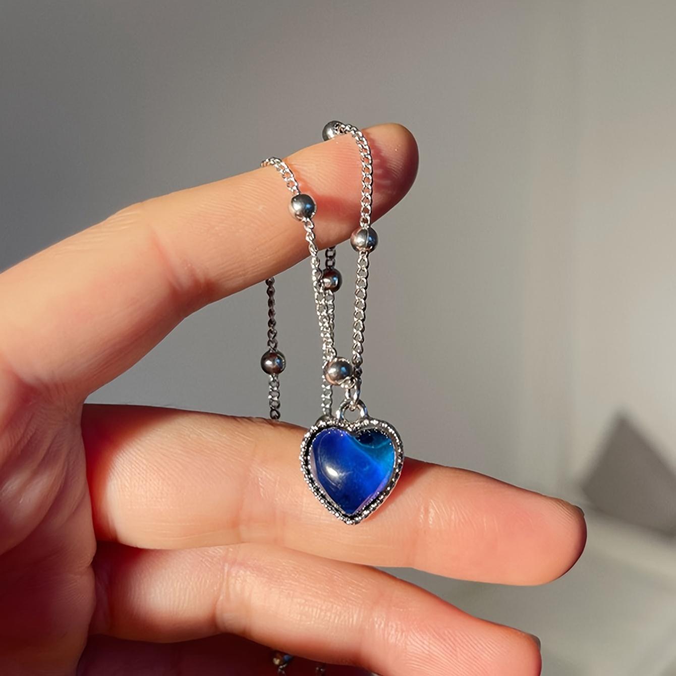 

1 шт. Милое и стильное женское колье в форме сердца, меняющее цвет в зависимости от температуры синий