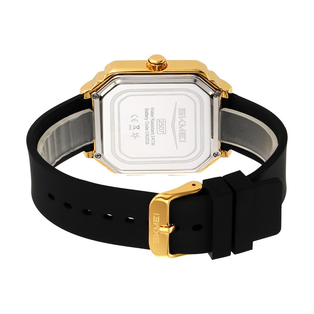 Square retro men's electronic watch, silicone tape, multi-function step counting, chronograph on the hour, sports watch