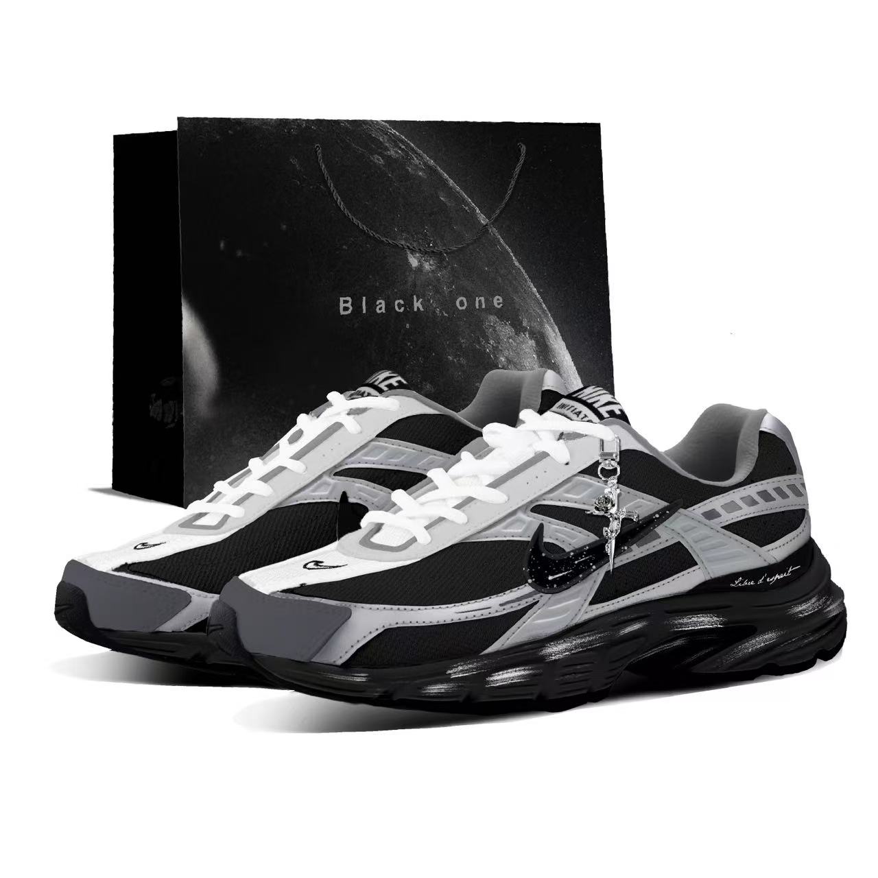 

Nike Initiator Mesh, Leather Low top Running Shoes Men s Black Gray IO7609-101(Team675--SBOX) 42.5