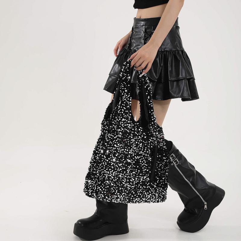 Handtasche im koreanischen Stil mit Pailletten für die Achselhöhle - Damen-Tragetasche mit großem Fassungsvermögen für den Herbst