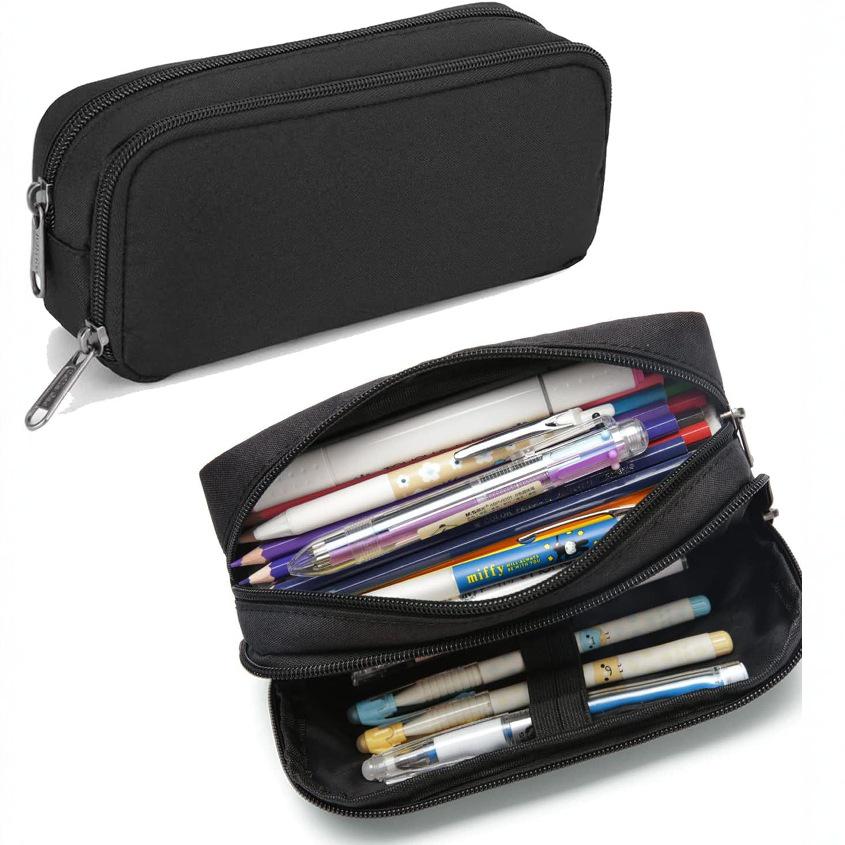 Stylish Large Capacity Pencil Case for Men - Durable and Simple Office Stationery Storage Bag