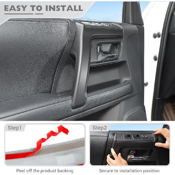 JeCar 4pcs for 4Runner Interior Door Handle Cover Trim for Toyota 4Runner 2010- Matt Black Interior Accessories