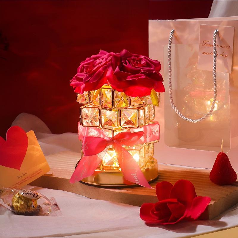Romantic Rose Cube Table Lamp - Perfect for Birthdays, Qixi, or Valentine's Day