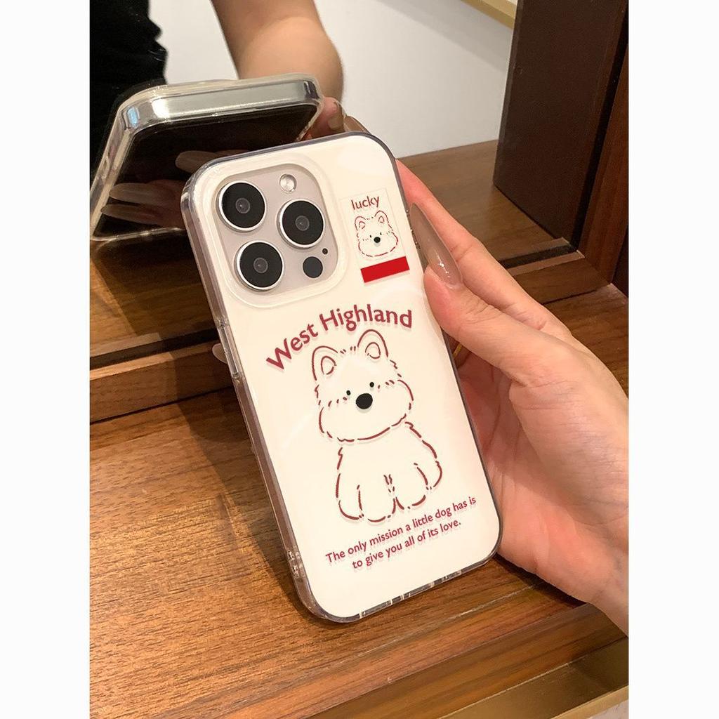 Line West Highland Apple 11Promax mobile phone case for IP11 white background imd cute 11 anti-drop Air hard 11