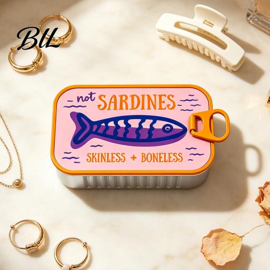 Retro Sardine Can Jewelry Box Storage Box, Portable Anti-tangle Travel Case, Plastic Case Lightweight Organizer for Necklaces And Earrings Earring