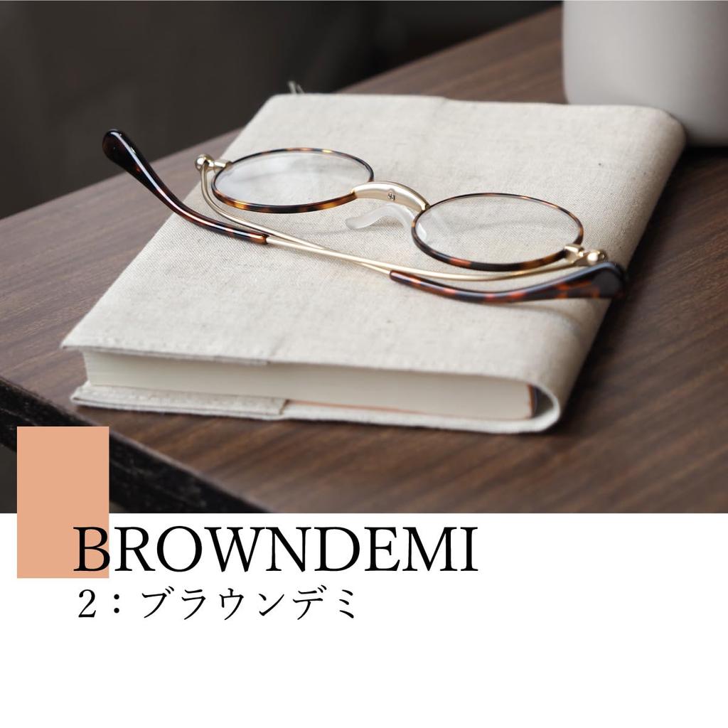 [SHIORI] Shiori Reading Glasses for Women, Stylish, Thin, Round, Sabae Design, Blue Light Cut, UV Cut, with Case, Brown Demi SI-12-2 +2.00