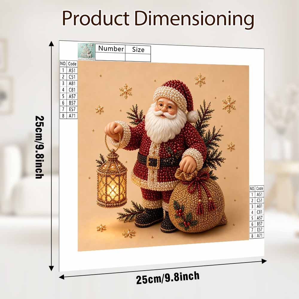 Pearl Painting Christmas Santa Claus Lantern Gift Bag Art Kit DIY Home Decor Painting