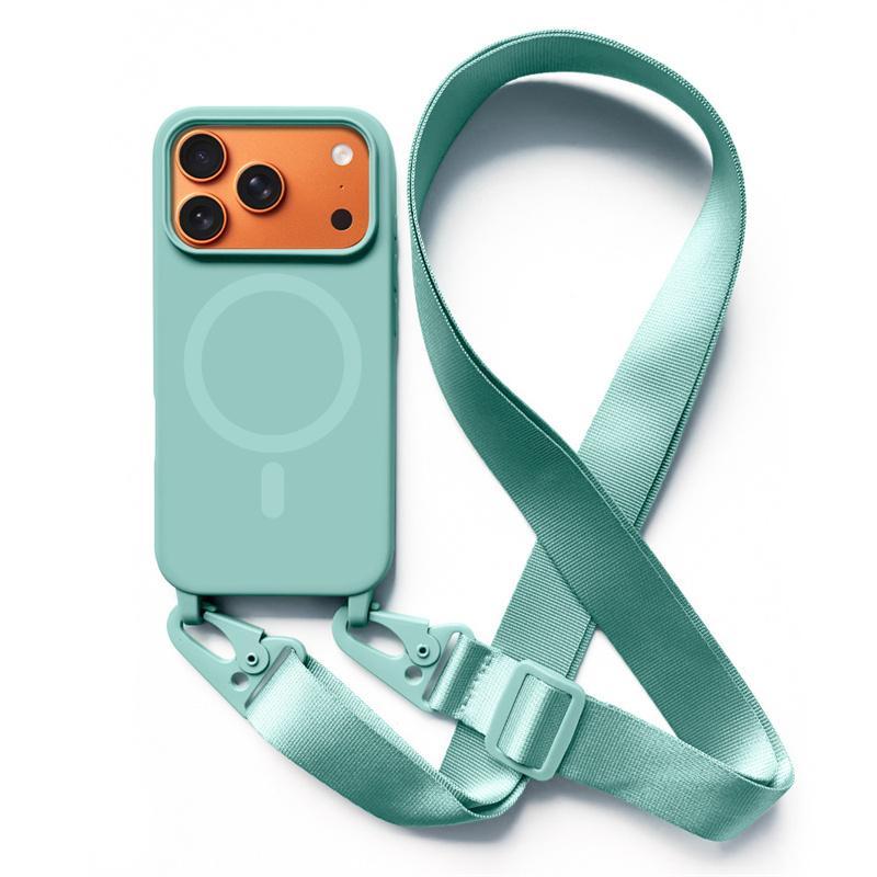 Crossbody Lanyard Case For iphone 17 Air 16 15 14 13 12 Mini 11 Pro Max Plus For Magsafe Silicone Soft Magnetic Back Cover