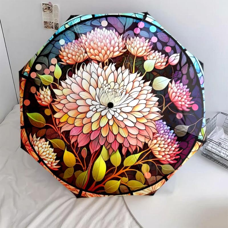 Butterflies Flowers Automatic Umbrella - Suitable Travel Outdoor Portable Umbrella Birthday Gift Daily Essentials