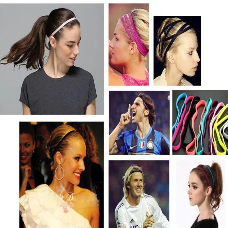 5pcs Elastic Sweat Hairband Yoga Running Fitness Headband Thin Sports Ladies Men Hairband Anti-skid Hair Decoration