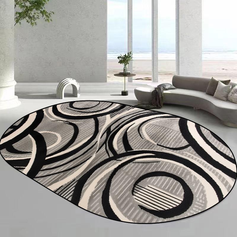 Modern Style Oval Carpets for Living Room Abstract Home Decoration Mat Large Bedroom Rug Non-slip Coffee Tables Mat Washable