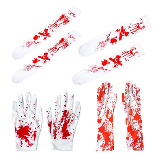 Reusable Holiday Party Supplies Halloween Horror Gloves, Creepy Red Hand Cosplay Prop for Party, Atmosphere Spooky Costume Accessory Haunted