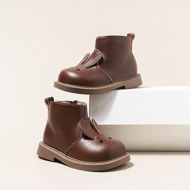 

Brand Girls Shoe 2024 New Girl s Boots Cute Rabbit Boots Fashion Ankle Boots All Match Children Shoes Boys Shoes Botas Mujer 15insole12cm коричневый