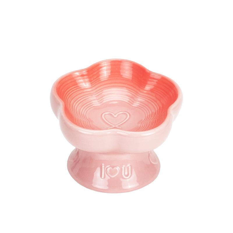 Heart-Shaped Ceramic Pet Water Bowl - Elevated, Splash-Proof, Moisture-Proof, Ideal for Cats and Dogs