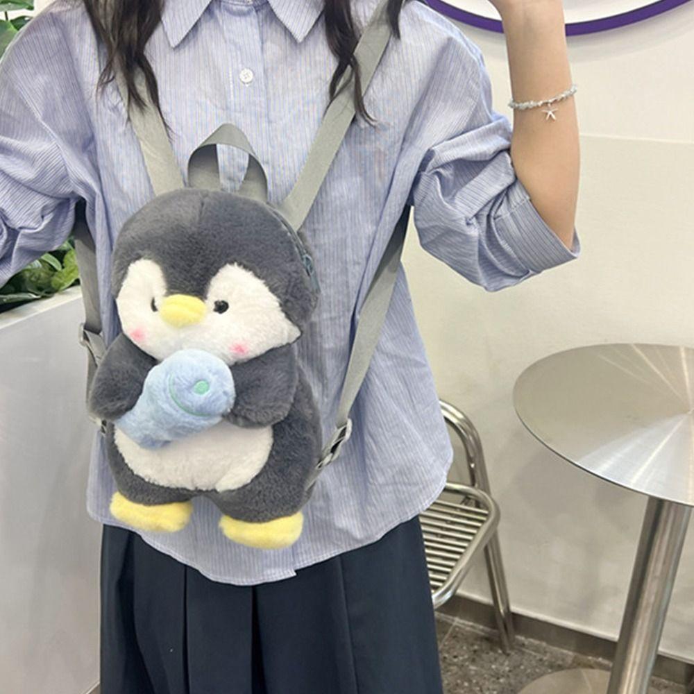 Plush Toy Penguin Backpack Plush Animal Shoulder Bag Cute Children School Bag Gift