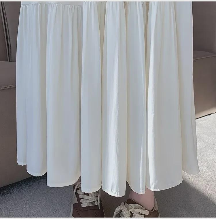 Damen Sanfter Französischer Stil A-Linie Weiß Langer Rock - Frühling/Sommer 2024