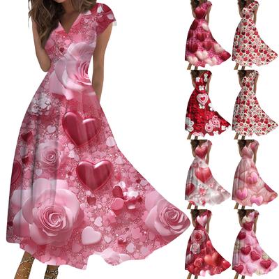 Vestidos casuales plisados con cuello en V y cordón para San Valentín