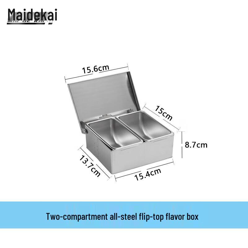 Stainless Steel 3-Compartment Seasoning Box Set 3-Grid, 450ml