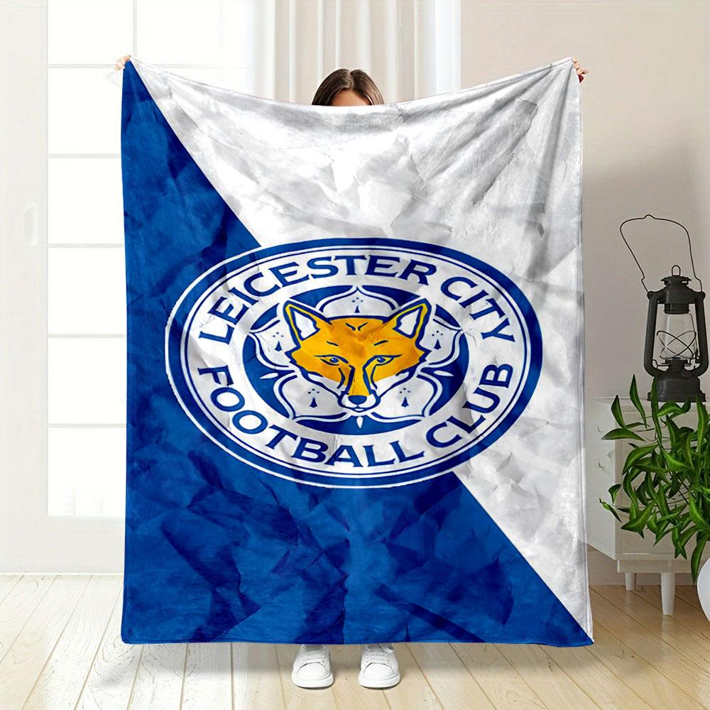 Leicester City FC Fox Logo Blanket Patterned Blanket, Flannel, Suitable for All Seasons, Home Decor, Warm and Cozy