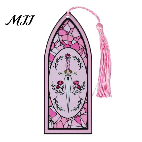 Book Page Marker Stained Glass Art Acrylic Bookmark, Halloween Dark Aesthetic Mark, Transparent Lightweight with Tassel, Gifts for Readers &