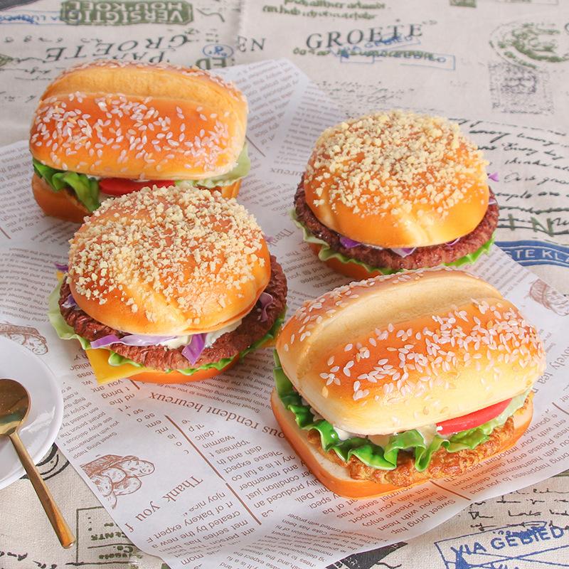 Simulation Hamburger Model Fake Bread Food Photography Props Store Cabinet Decoration Sample Artificial Kitchen Hamburger