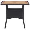 5 Piece Outdoor Dining Set Poly Rattan and Acacia Wood Black