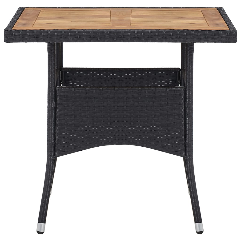 5 Piece Outdoor Dining Set Poly Rattan and Acacia Wood Black
