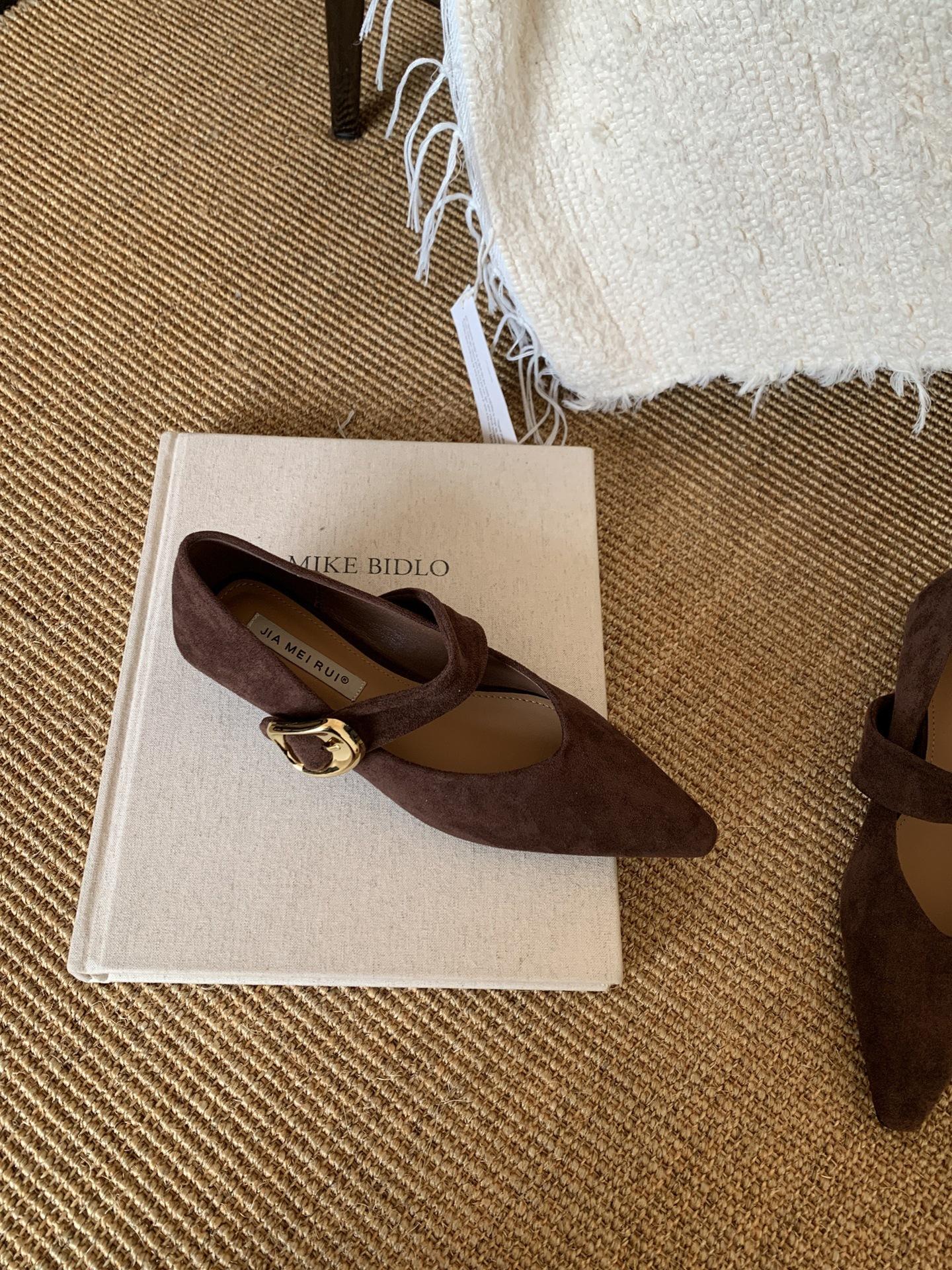 Women`s Suede Pointed Toe Flat French