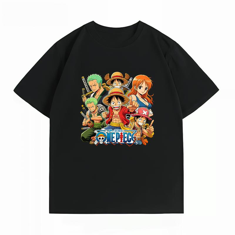 One Piece Straw Hat Crew All Members Print T-Shirt Casual Short Sleeve Cotton Anime Streetwear Unisex's T-Shirt