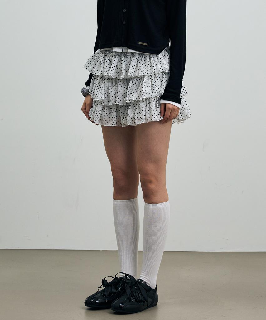 Alikim Mini Heart Cancan Skirt Pants / White