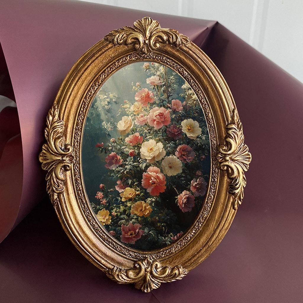 Vintage Picture Frame Photo Resin Tabletop or Wall Hanging Antique Baroque for Home Office