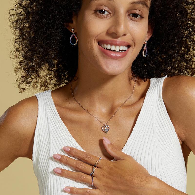 Rainbow Heart Pendant S925 Silver Ocean Heart Clavicle Chain - European & American Fashion