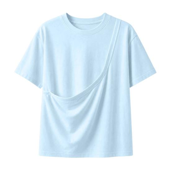 Solid Color T-shirt Women Pet Pouch T-Shirt, Dog Cat Carrier Short Sleeve Shirt for Hands Free Carrying Clothing Summer, Loose Casual Crew Neck