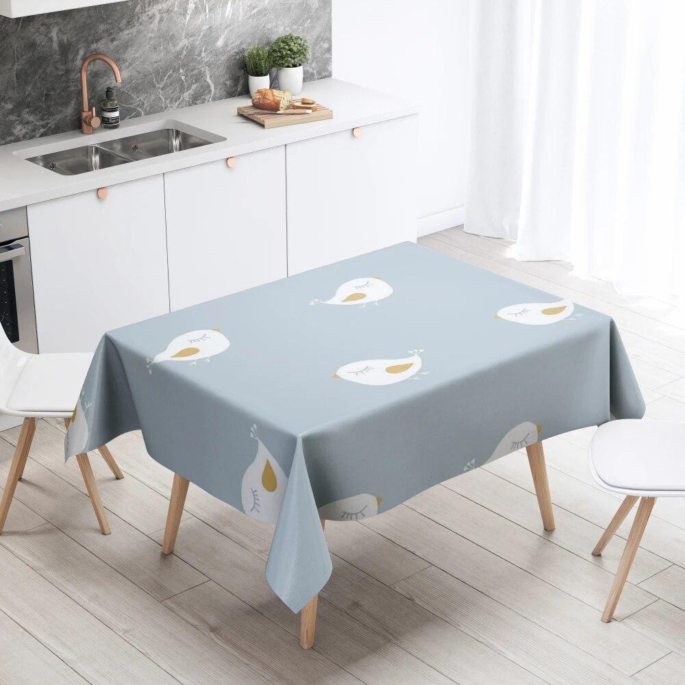 Cartoon Animal Tablecloth Home Decor Stain Resistant Waterproof Table Decoration Rectangular Kitchen Fireplace Countertop