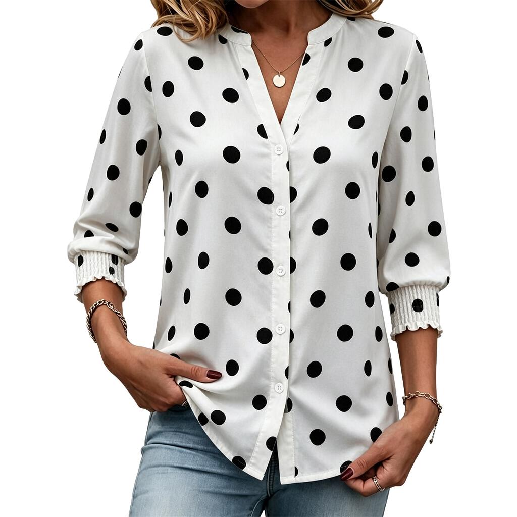 Afslappet Dame T-shirt Top med 3/4 Ærmer til Hverdag