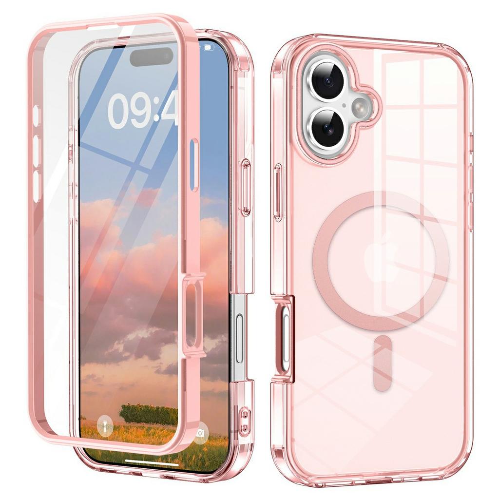 For iPhone 17 Case Compatible with MagSafe PC+TPU Clear Phone Cover with PET Screen Film