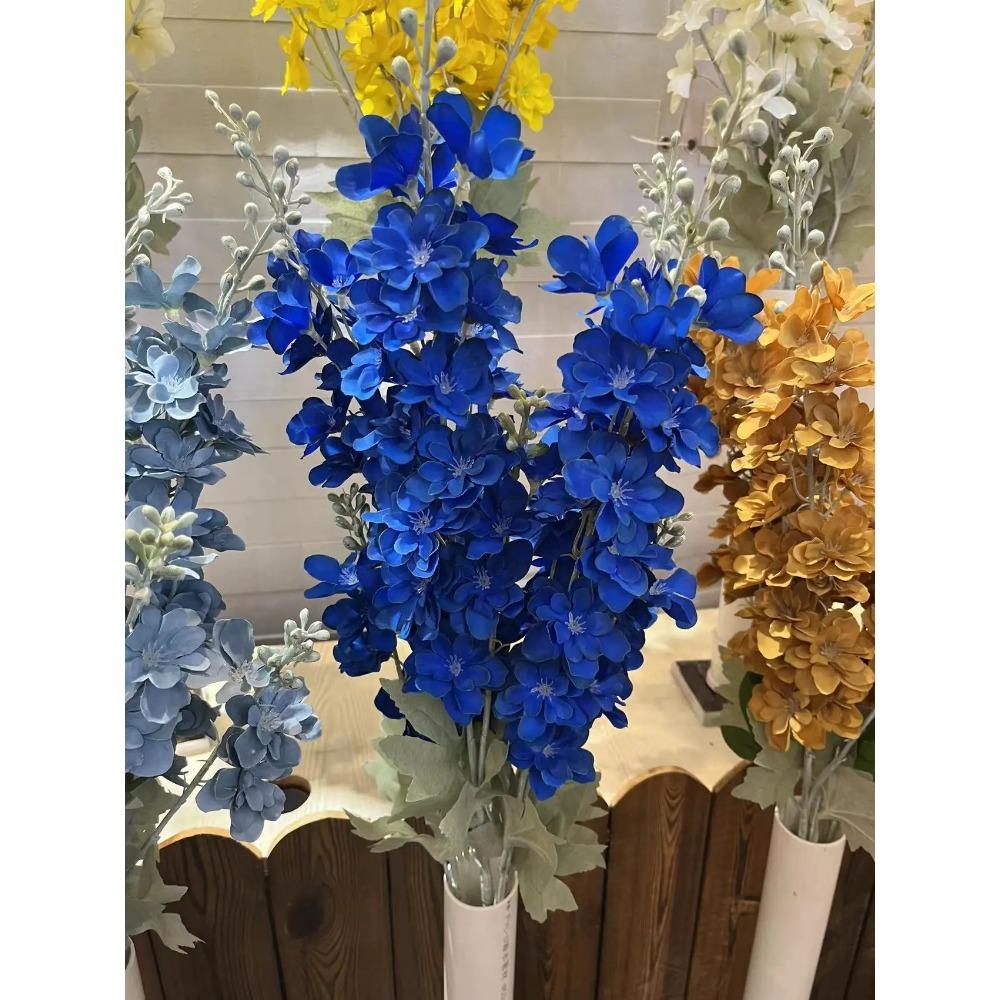 Artificial Flocking Delphinium Simulation Flowers, Wedding Flower Arrangement 2-pronged Large Delphinium Hotel Decoration Fake F