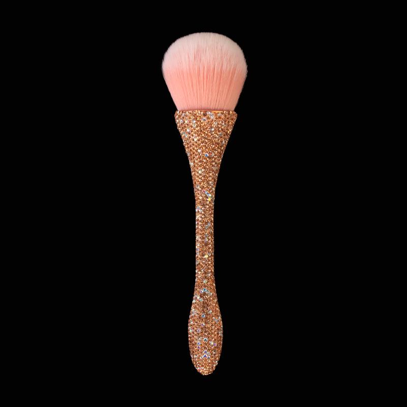 Diamond-Inlaid Handle Loose Powder Brush with High-Footed Cup for Blush & Makeup Setting