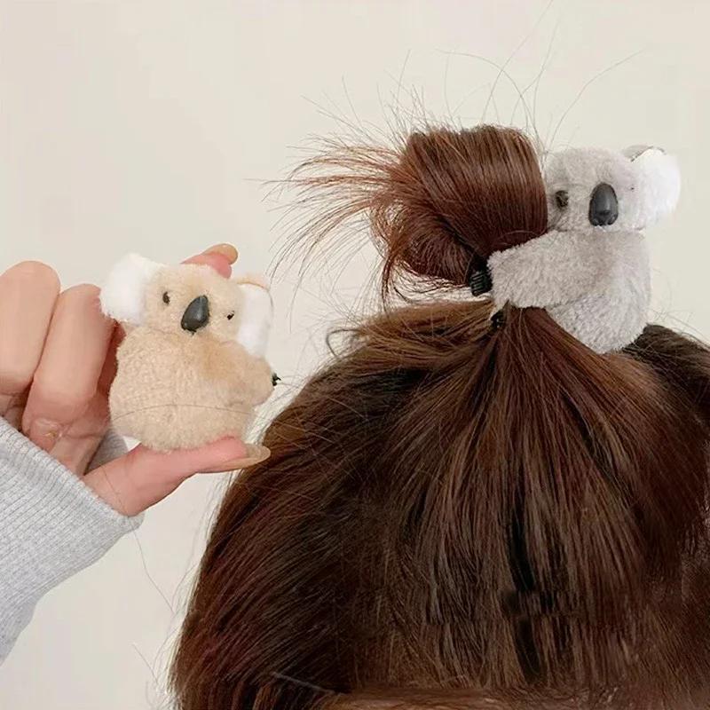 Cute Plush Koala Bear Hair Claw Clips for Girls Animal Hairpins Barrettes Headwear Soft Hair Accessories