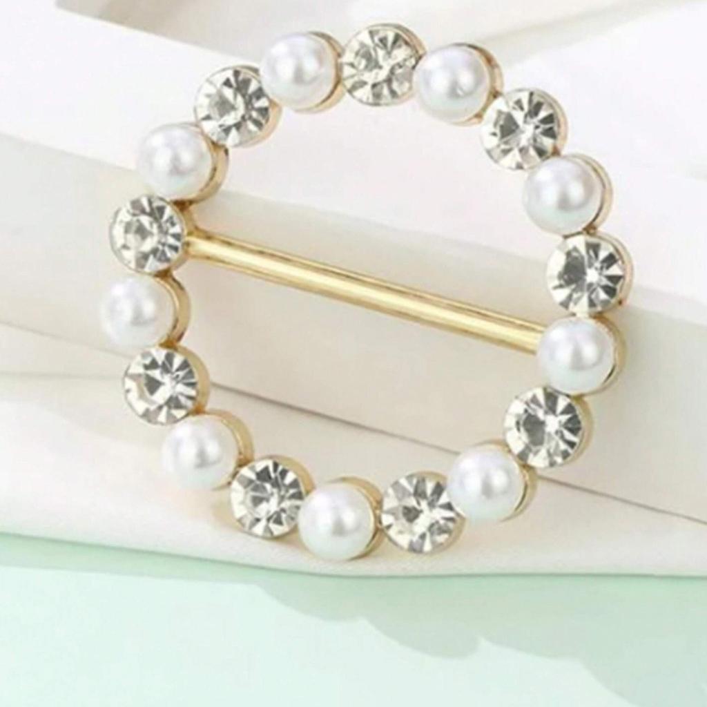 1PC Elegant Metallic Waist Buckles Exquisite Rhinestone Faux Pearls Waist Buckles Clothing Accessories Pearl Clothing Corner