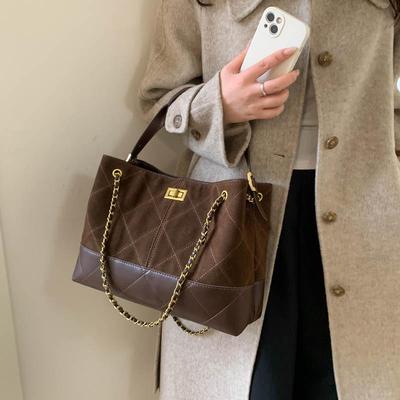 Argyle Suede Women's Crossbody Bucket Bag - 2025 Large Capacity Shoulder Handbag