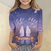 Kids Halloween Printed Crew Neck Three Quarter Sleeve Casual T Shirt Top for Boys and Girls Soft Comfortable Fabric