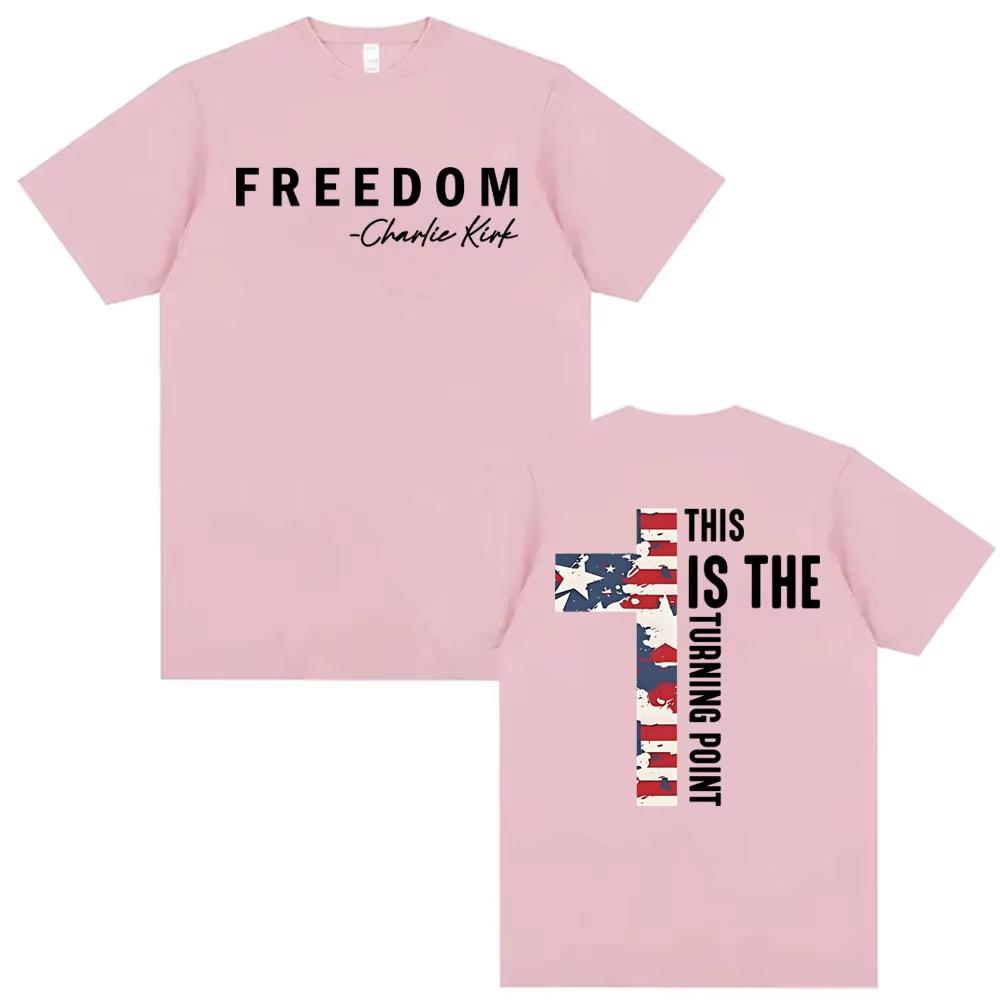 

Charlie Kirk RIP 100cotton Mens Shirt Freedom Graphic Commemorative Tshirt Summer Summer Short Sleeve Streetwear Fashion Shirt 4XL