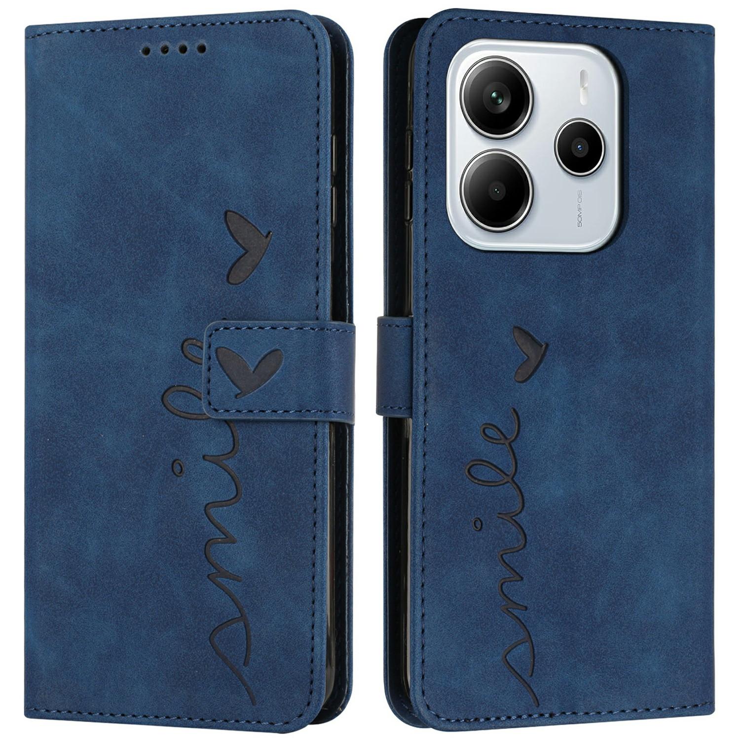 

For Xiaomi Redmi Note 14 4G (163.25mm) Case Viewing Stand PU Leather Phone Cover Imprinted Heart Pattern C