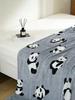 1pc Cute Panda Flannel Blanket Single Sided 2D Print Playful Soft Flannel Blanket Bedroom Living Room Couch Throw Cozy Vibe Gift