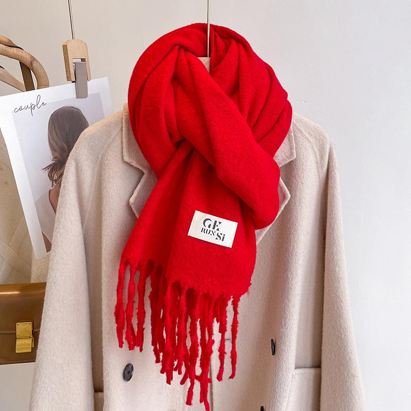 New solid color casual scarf simple fashion scarf men's and women's thickened versatile shawl