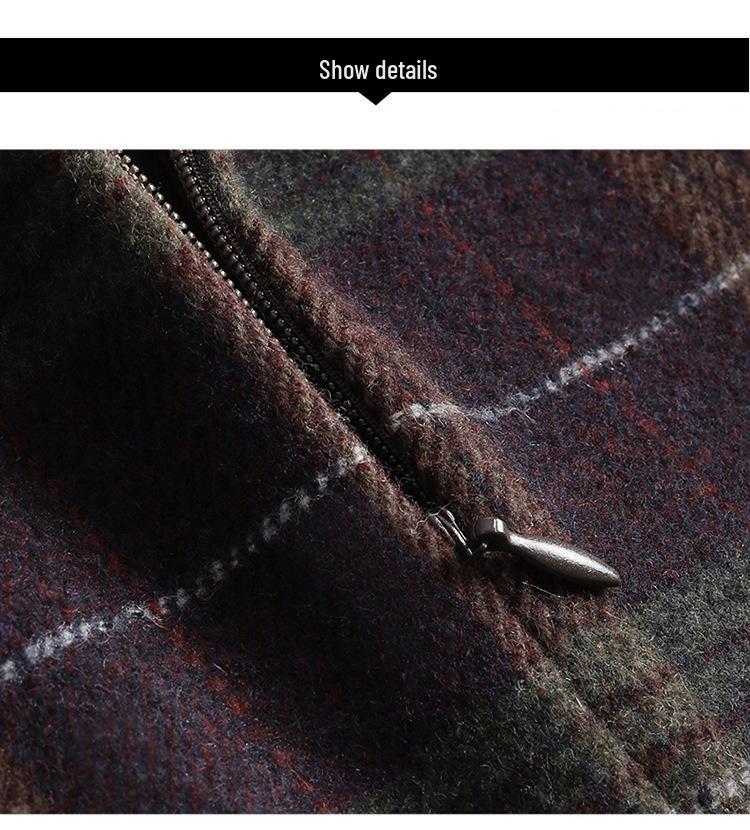 Plaid Wool Blend Split Pencil Skirt - 2025 Winter Mid-Length Vintage Style